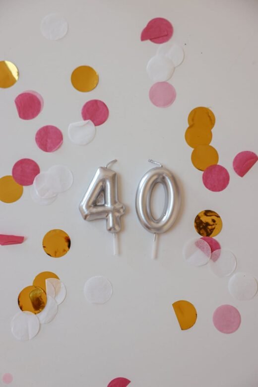 confetti and birthday digits candles